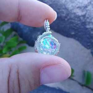 White Mermaid Silver Wrapped Necklace